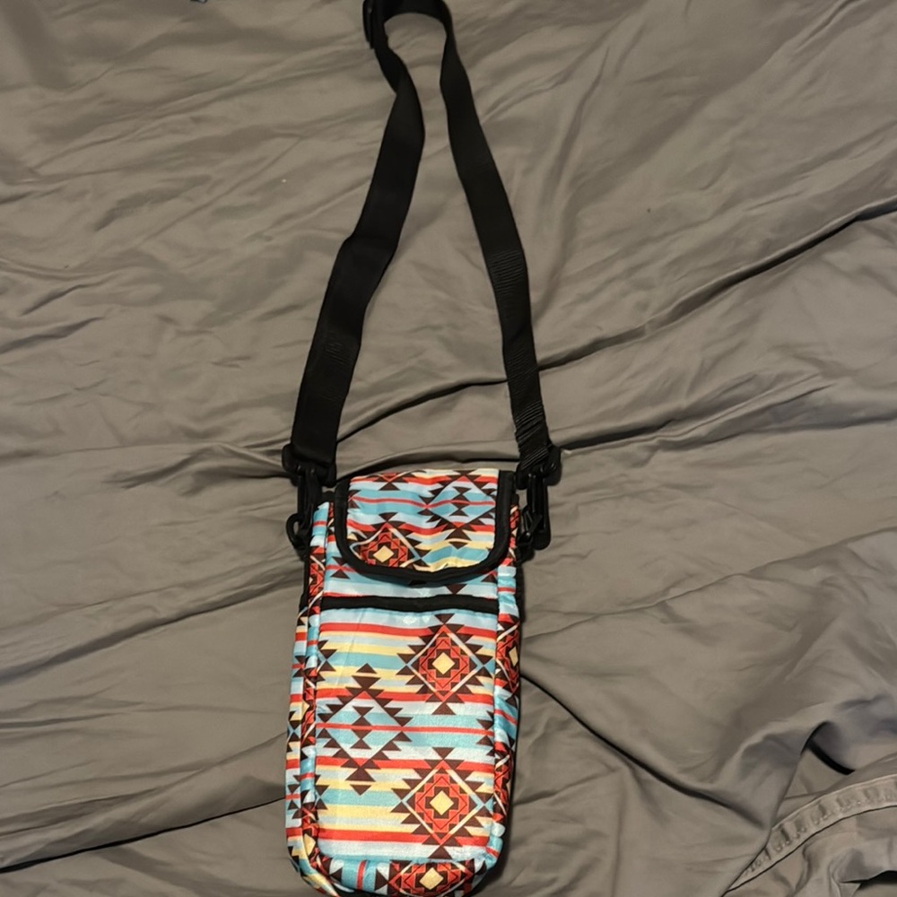 Red and Blue Geometric Crossbody Bag